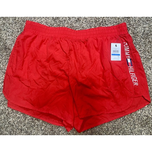 Tommy Hilfiger Shorts Mens XL Red‎ Beach Swim Trunks Board Shorts - Picture 1 of 7